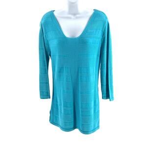 Cotton Country 3/4 Sleeve Blue Shirt